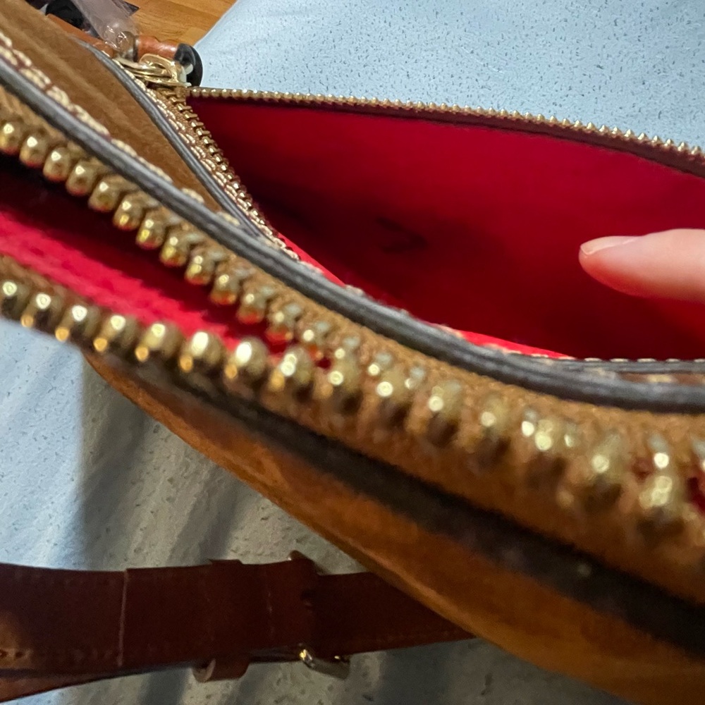 Dooney & Bourke Tan and Brown Suede Shoulder Bag - Picture 4 of 4